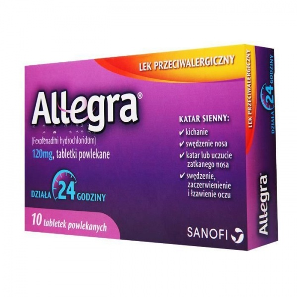 Allegra 0,12g, Telfast Allergo, tabletki powlekane, 10 tabletek