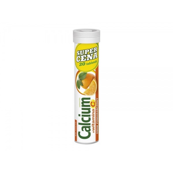 Calcium 300+Vit.C smak pomarańcz. 20 tabletki musujące