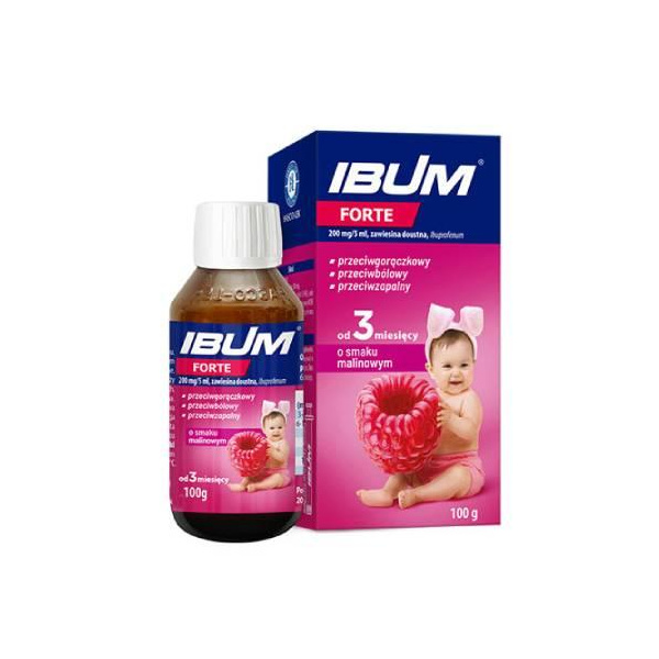 IBUM FORTE Zawiesina o smaku malinowym 200 mg/5 ml, 100g