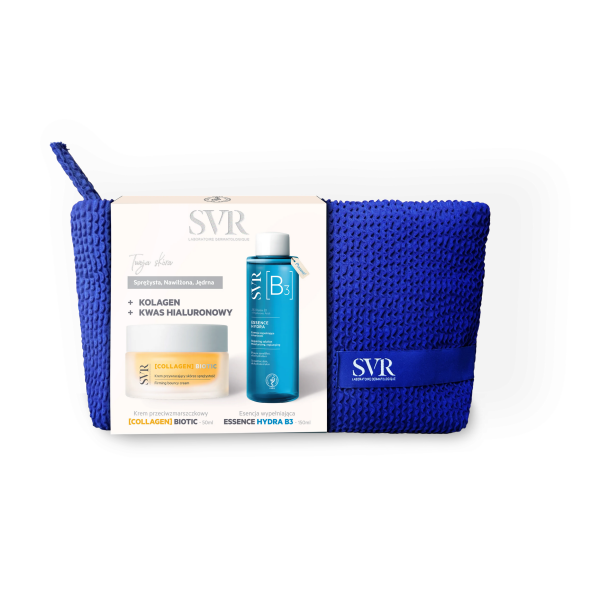SVR Zestaw prezentowy: Collagen Biotic Krem 50ml + Essence B3 Hydra Esencja 150ml + Kosmetyczka