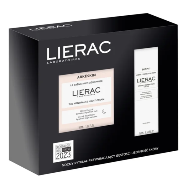 LIERAC Arkeskin Zestaw krem na noc w okresie menopauzy, 50 ml + Diopti krem pod oczy na zmarszczki, 15 ml
