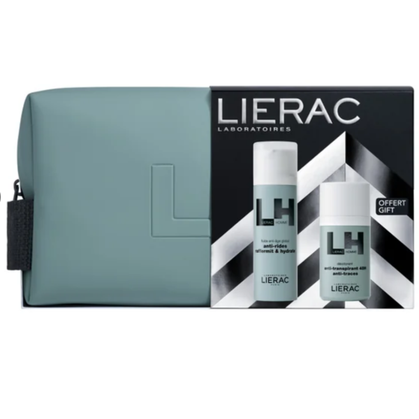 Lierac Homme Zestaw emulsja Anti-aging, 50 ml + dezodorant, 50 ml + kosmetyczka
