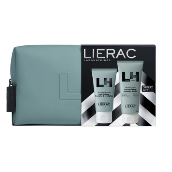 Lierac Homme Zestaw żel nawilżający do twarzy, 50 ml + żel pod prysznic, 200 ml + kosmetyczka