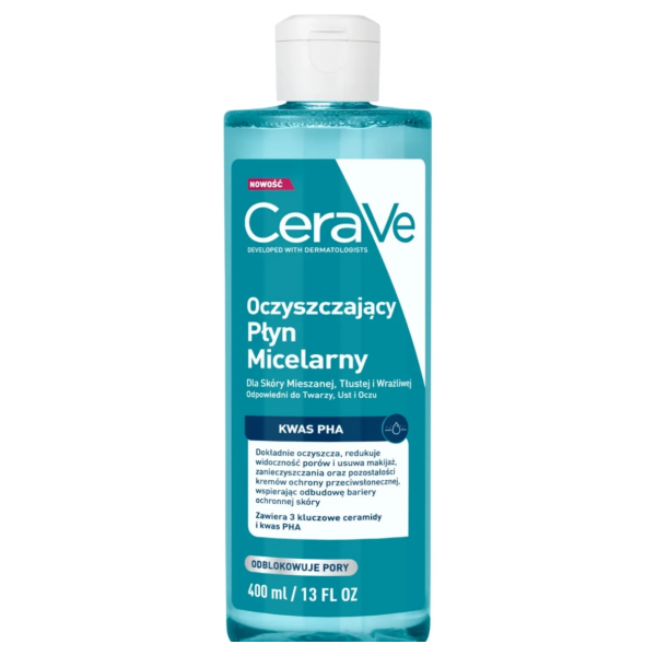 Cerave Oczyszczający płyn micelarny dla skóry mieszanej i tłustej, 400 ml