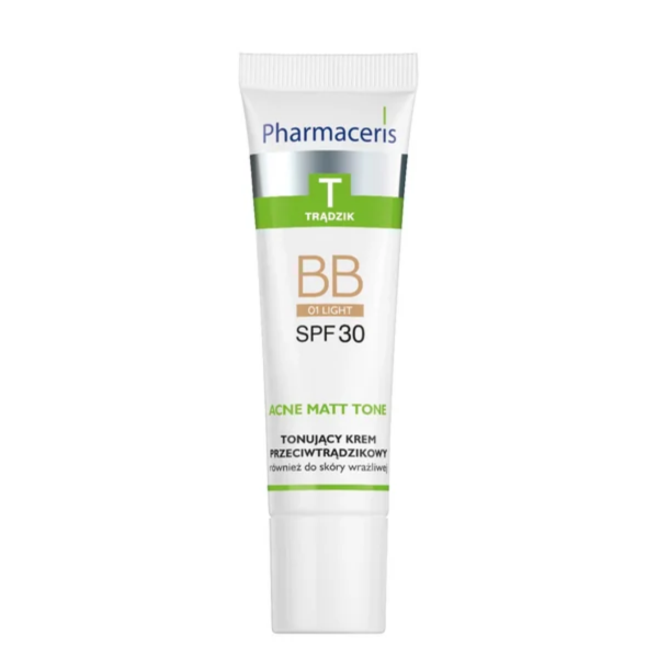 Pharmaceris T Acne Matt Tone tonujący krem BB przeciwtrądzikowy SPF 30, 01 Light, 30 ml